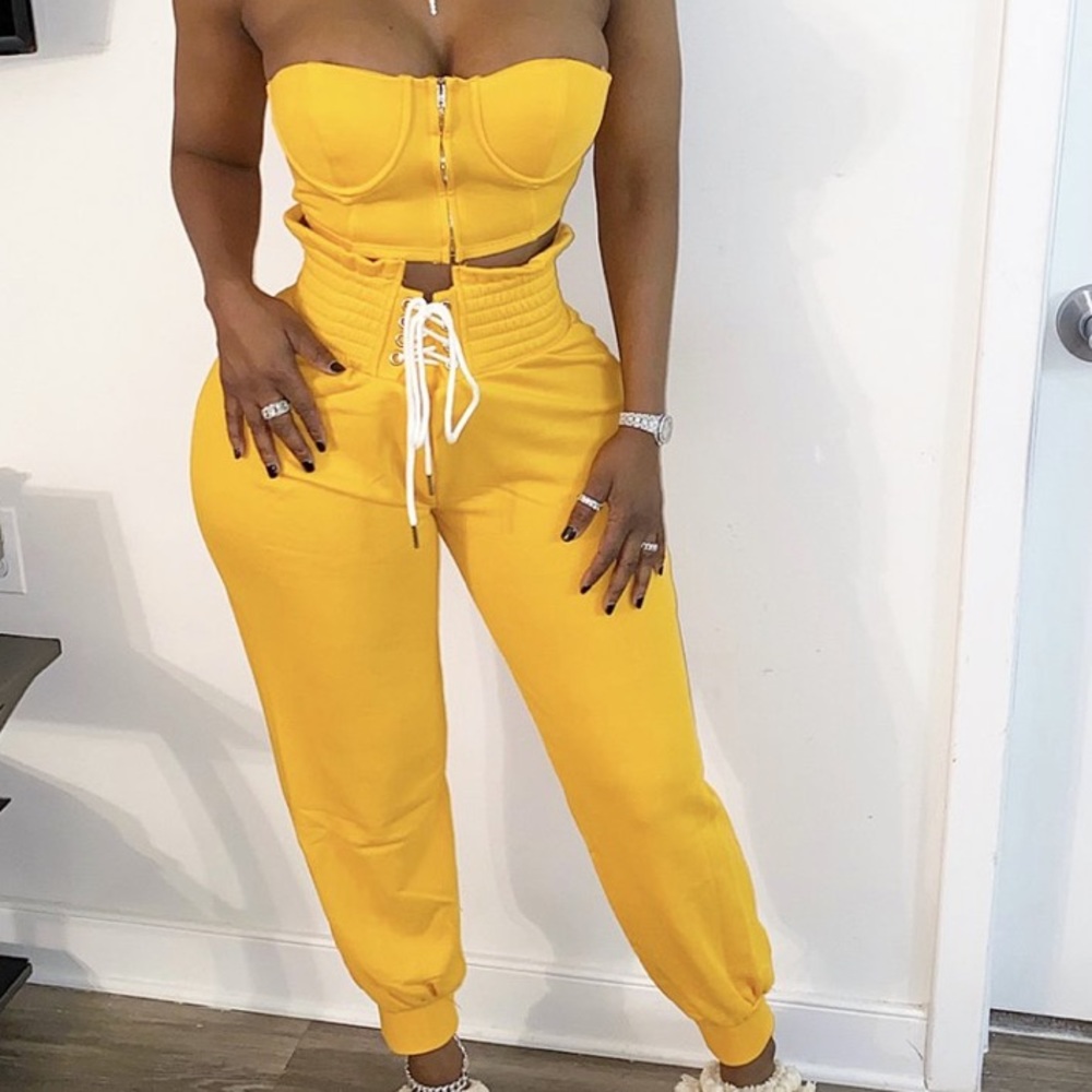 BUSTIER JOGGER SET MUSTARD